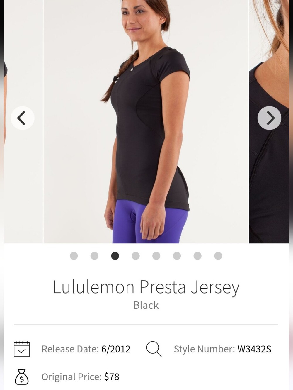 Lululemon Presta Jersey Sz 6 Black